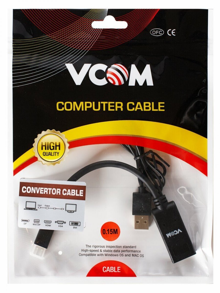 Кабель-переходник HDMI(F) +USB---> miniDP(M) 0.15m  4K*30Hz VCOM<CG497-0.15>