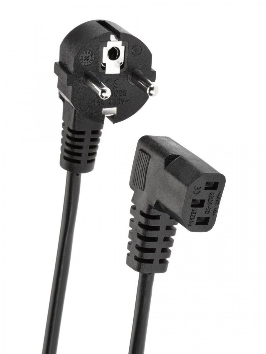 Кабель компьютер - розетка  угловой  220V 3м (Европейский стандарт)  TP021DA-3.0-BK