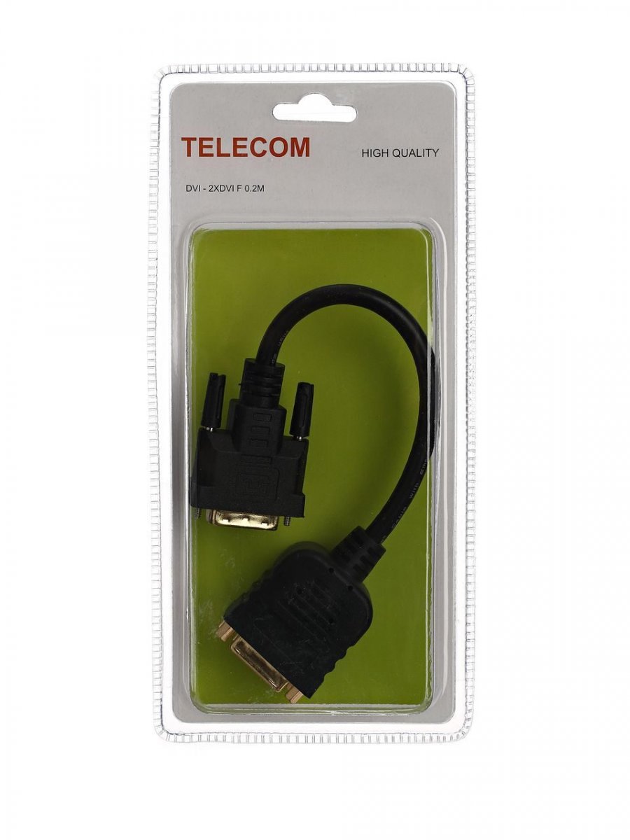 Кабель-переходник DVI-M to 2X-DVI-F 0.2m , Telecom (TA655)