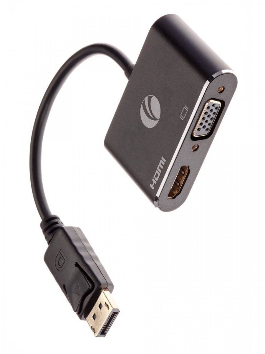 Кабель-переходник DisplayPort(M) ---> HDMI(F)+VGA(F)4K@30Hz VCOM Allum shell<CG640M-0.15>