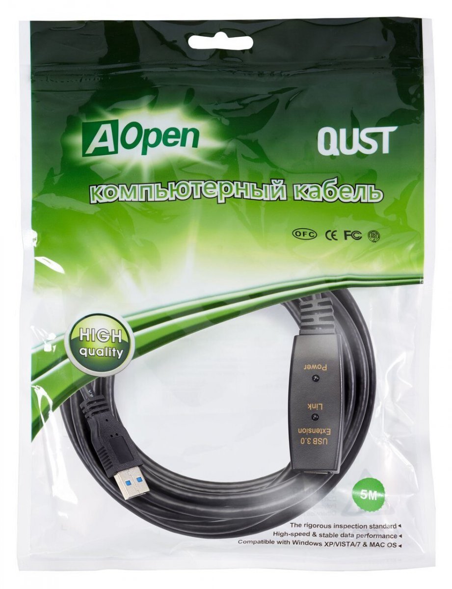 Кабель-адаптер USB3.0-repeater, удлинительный активный <Am-->Af> 5м iOpen (Aopen/Qust)<ACU827A-5M>