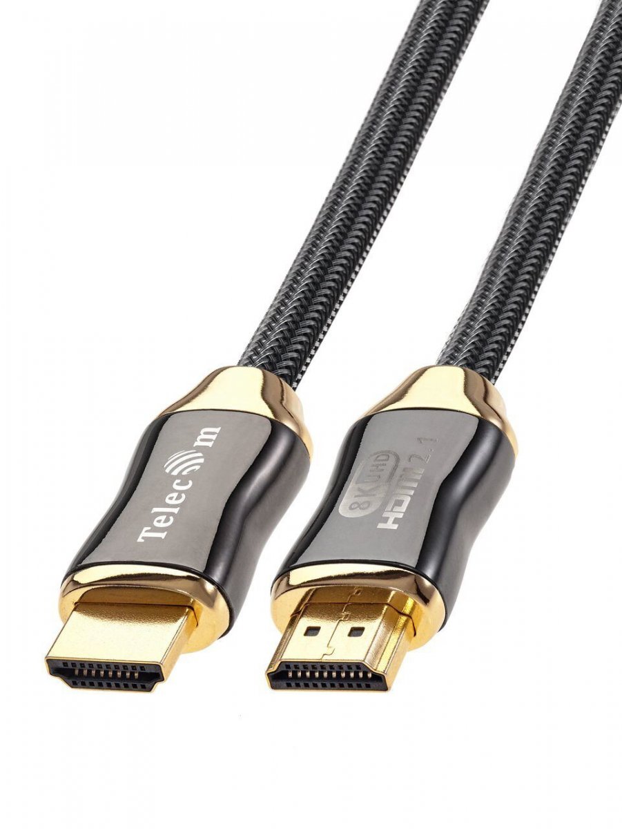 Кабель HDMI 19M/M,ver. 2.1, 8K@60 Hz 2m метал разъемы, нейлоновая оплетка Telecom <TCG300-2M>