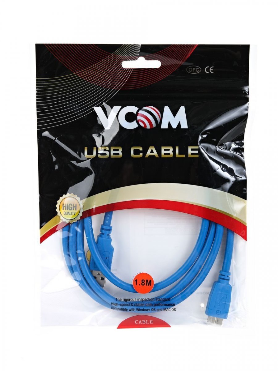 Кабель соединительный VCOM USB3.0 Am-MicroBm 1,8m (VUS7075-1.8M)