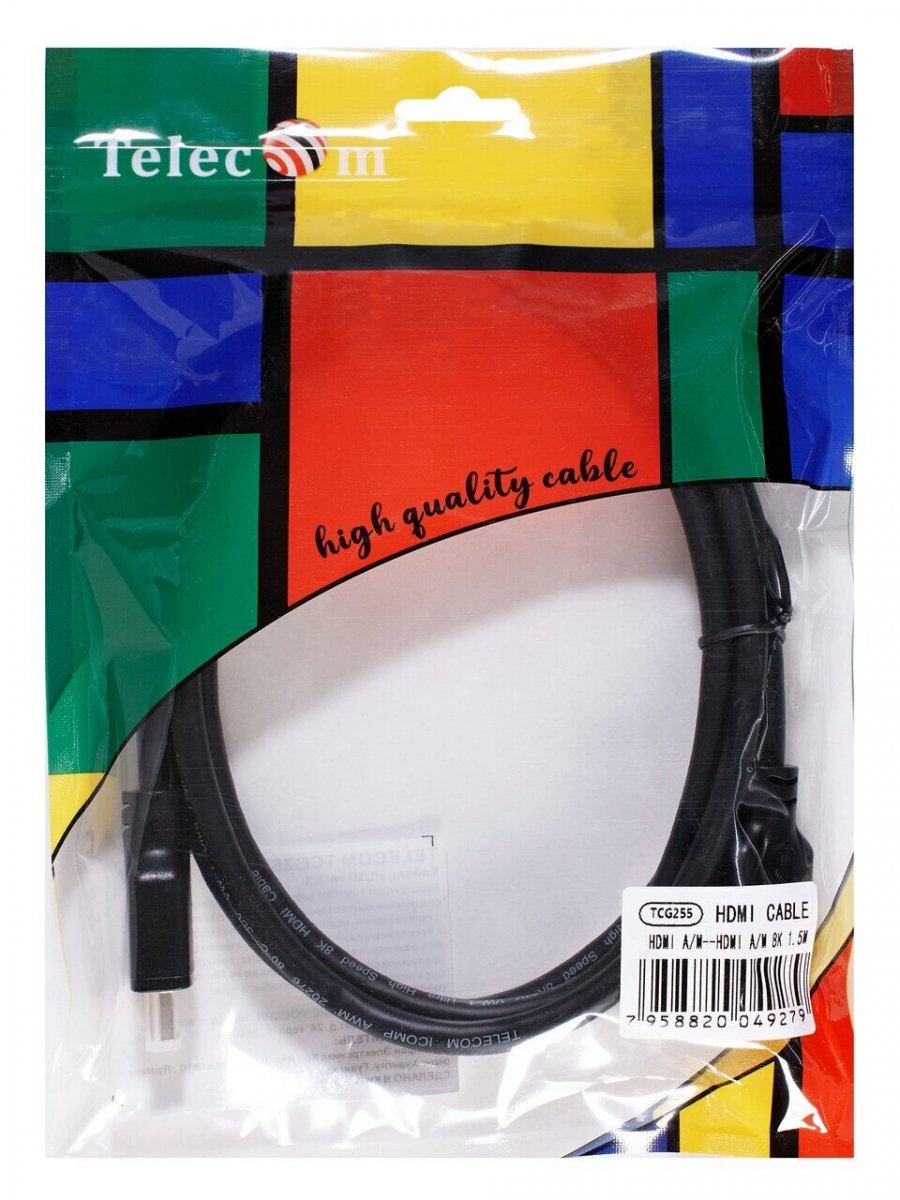 Кабель HDMI 19M/M,ver. 2.1, 8K@60 Hz 1.5m Telecom <TCG255-1.5M>