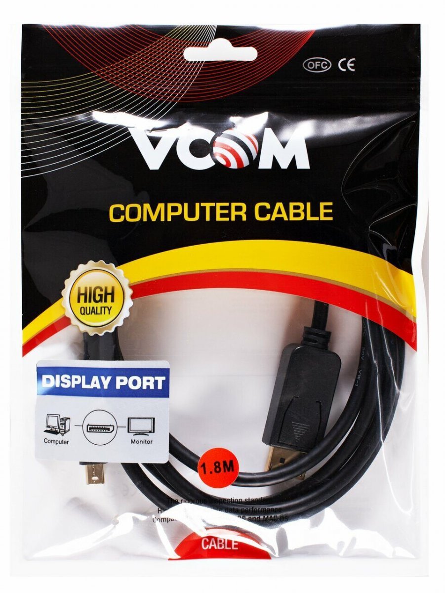 Кабель-переходник Mini DisplayPort M -> Display Port M  4K*60 Hz 1,8м VCOM <CG682-1.8M>