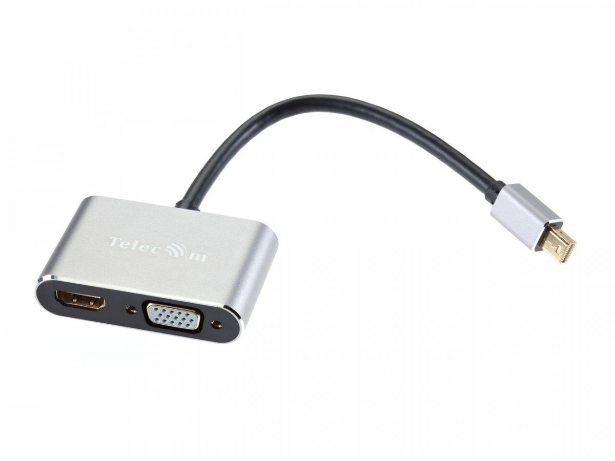 Кабель-переходник Mini DisplayPort (M) -> HDMI (F)+VGA (F) 4K@30Hz Alum Grey Telecom (TA6080)