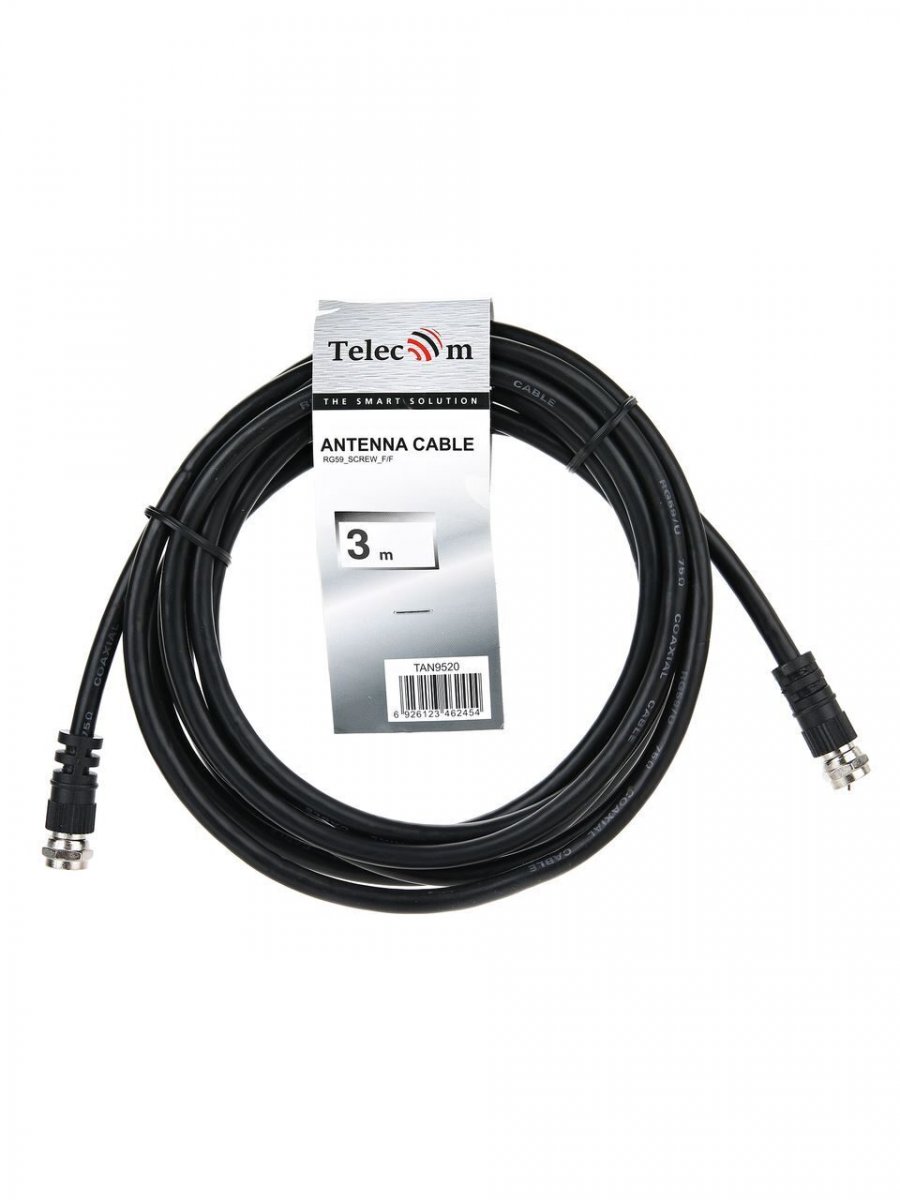 Кабель соединительный антенный RG59 F-male--F-male 3м, Telecom (TAN9520-3M)