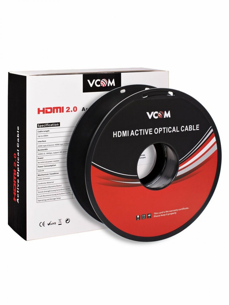 Активный оптический кабель HDMI 19M/M,ver. 2.0, 4K@60 Hz 20m VCOM D3742P-20M