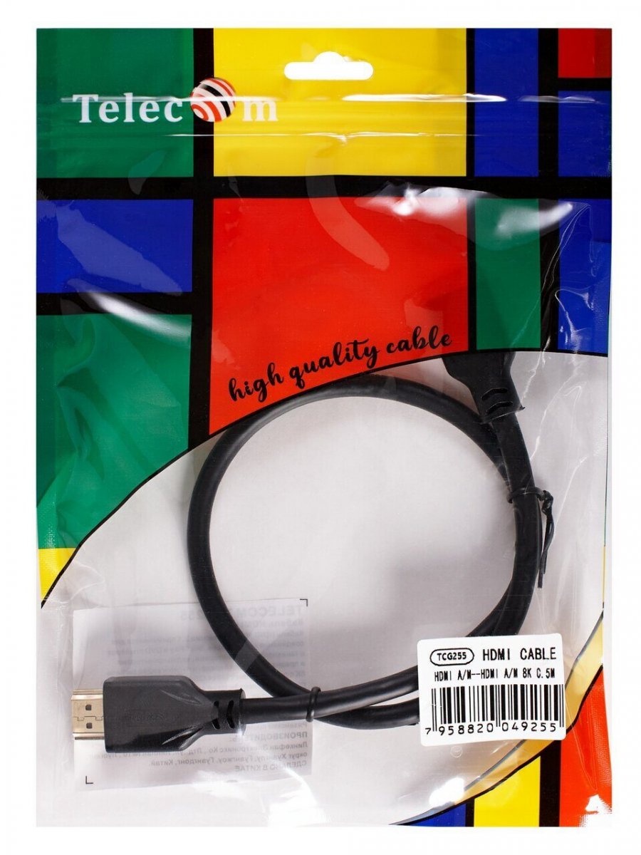 Кабель HDMI 19M/M,ver. 2.1, 8K@60 Hz 0.5m Telecom <TCG255-0.5M>