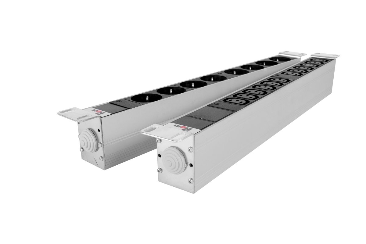 Блок розеток Rem-32 с инд., 8 Schuko, 32A, алюм., 19", колодка