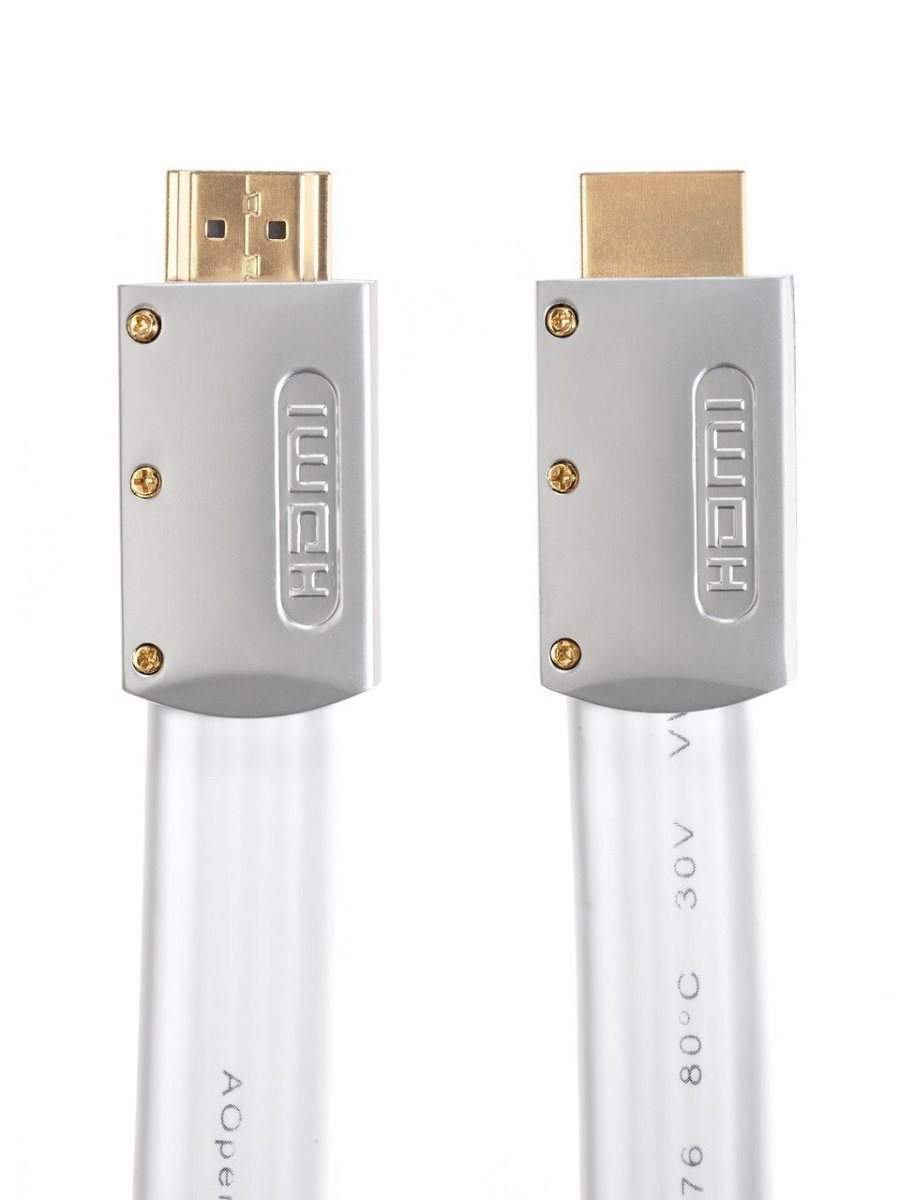 Кабель HDMI 19M/M ver 2.0, 1M, iOpen (Aopen/Qust) <ACG568F-S-1M> серебряно-белый Flat