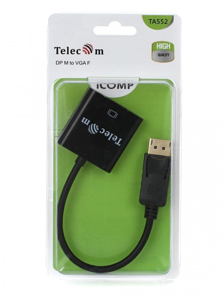 Кабель-переходник DP --> VGA-F 0,2m , Telecom (TA522)