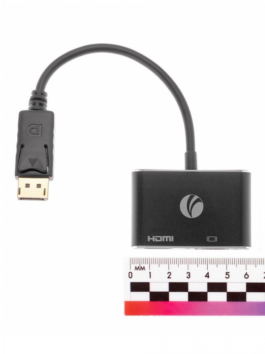 Кабель-переходник DisplayPort(M) ---> HDMI(F)+VGA(F)4K@30Hz VCOM Allum shell<CG640M-0.15>