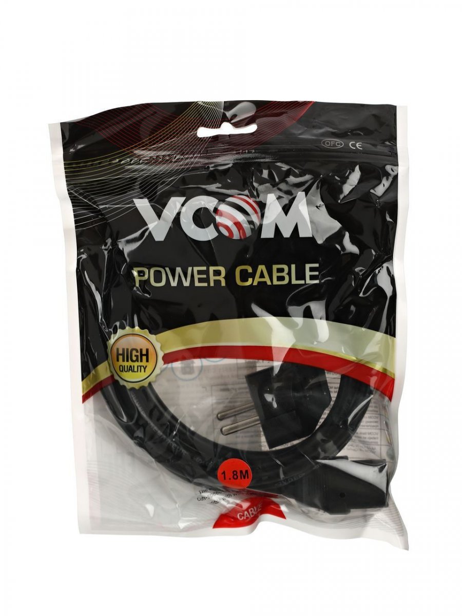 Кабель компьютер-розетка 220V EURO VDE 3G*1mm2 VCOM CE021-CU 1,8м