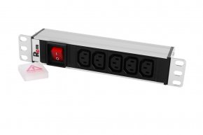 Блок розеток Rem-10 без шнура с выкл., 5 IEC 60320 C13,  вход IEC 60320 C14, 10A, алюм.