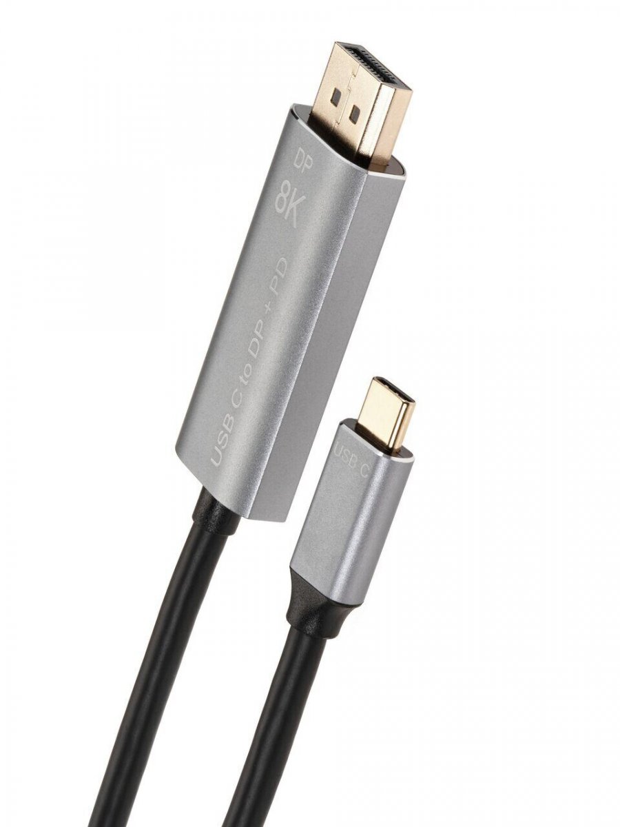 Кабель-адаптер USB Type-Cm --> DP1.4v (m) 8K@60Hz, PD 100W,1.8m , Alum Shell,VCOM <CU480MCPD-1.8M>