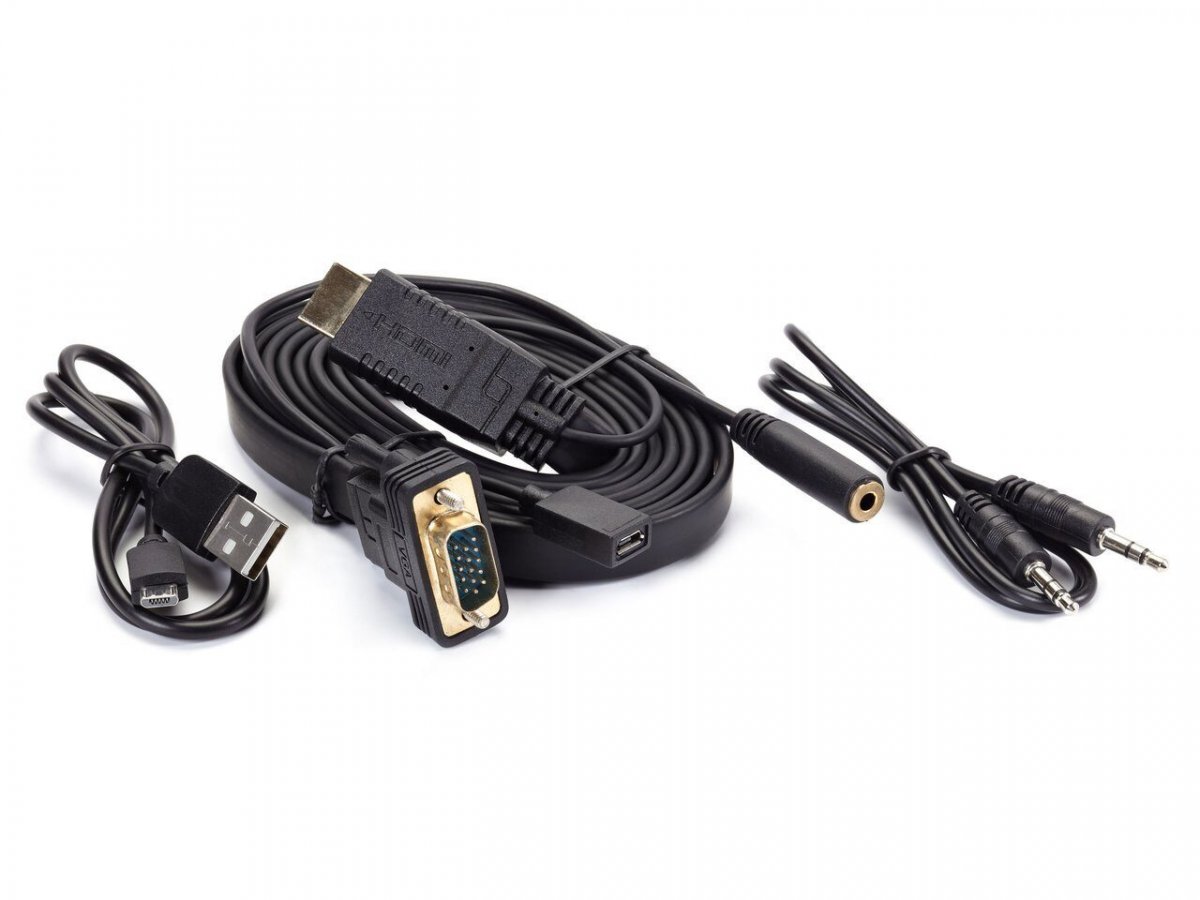 Кабель-переходник HDMI(M)+microUSB --> VGA_M+audio 1,8м 1080*60Hz, VCOM <CG598-1.8M>