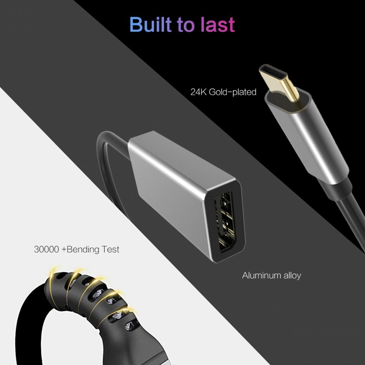 Кабель-адаптер USB 3.1 Type-Cm to DP(f) 3840x2160@60Hz, 0.2m VCOM <CU422M>