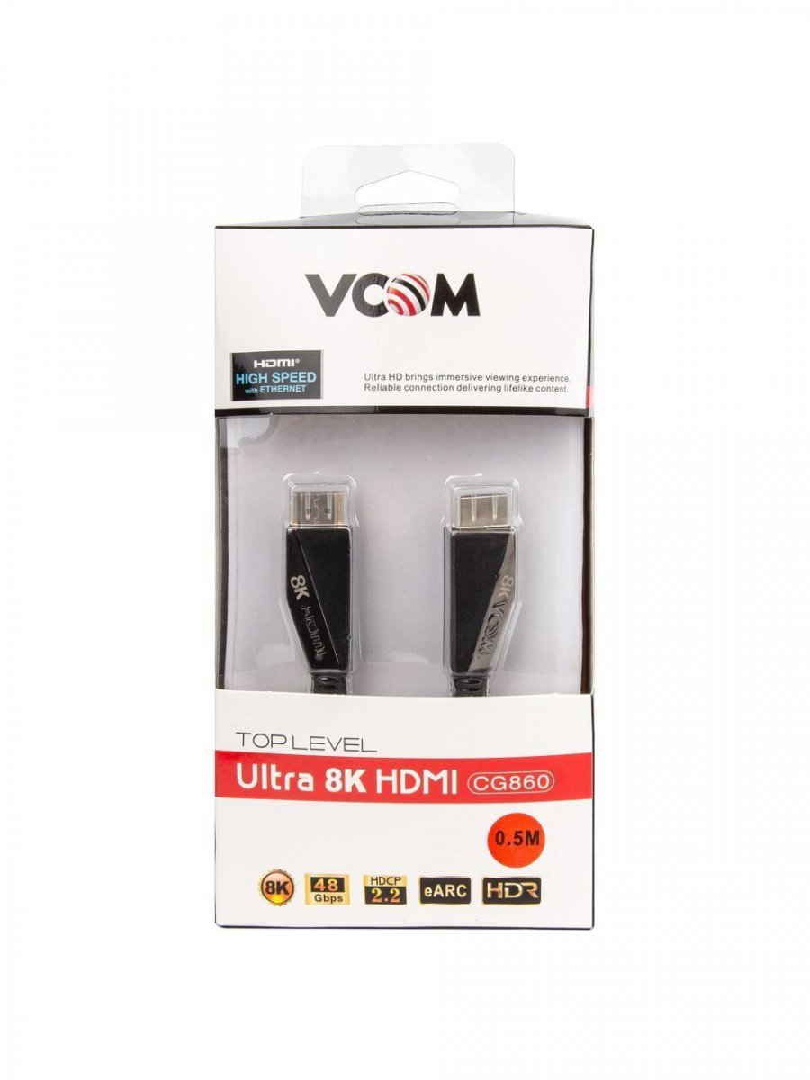 Кабель HDMI 19M/M,ver. 2.1, 8K@60 Hz 0.5m VCOM CG860-0.5M