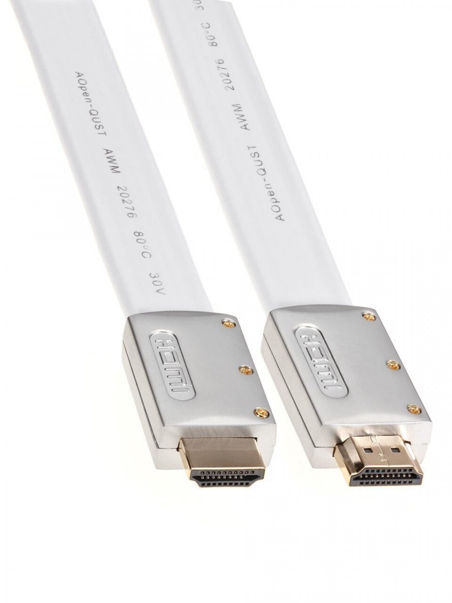Кабель HDMI 19M/M ver 2.0, 1M, iOpen (Aopen/Qust) <ACG568F-S-1M> серебряно-белый Flat