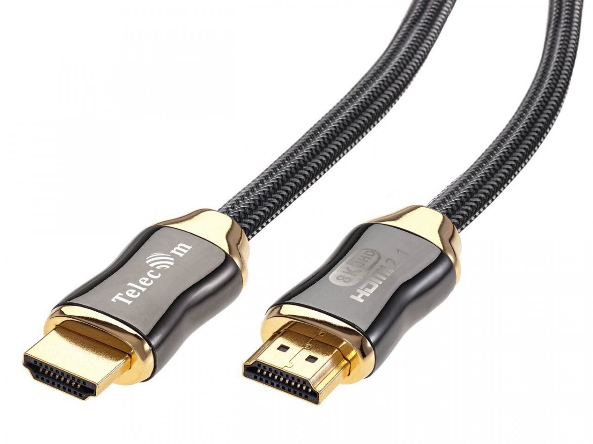 Кабель HDMI 19M/M,ver. 2.1, 8K@60 Hz 1m метал разъемы, нейлоновая оплетка Telecom <TCG300-1M>