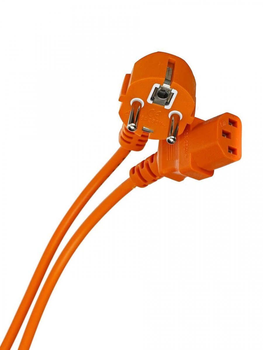 Кабель компьютер-розетка 220V (EURO) 3G0,75mm2 VCOM {CE021-O}, оранжевый