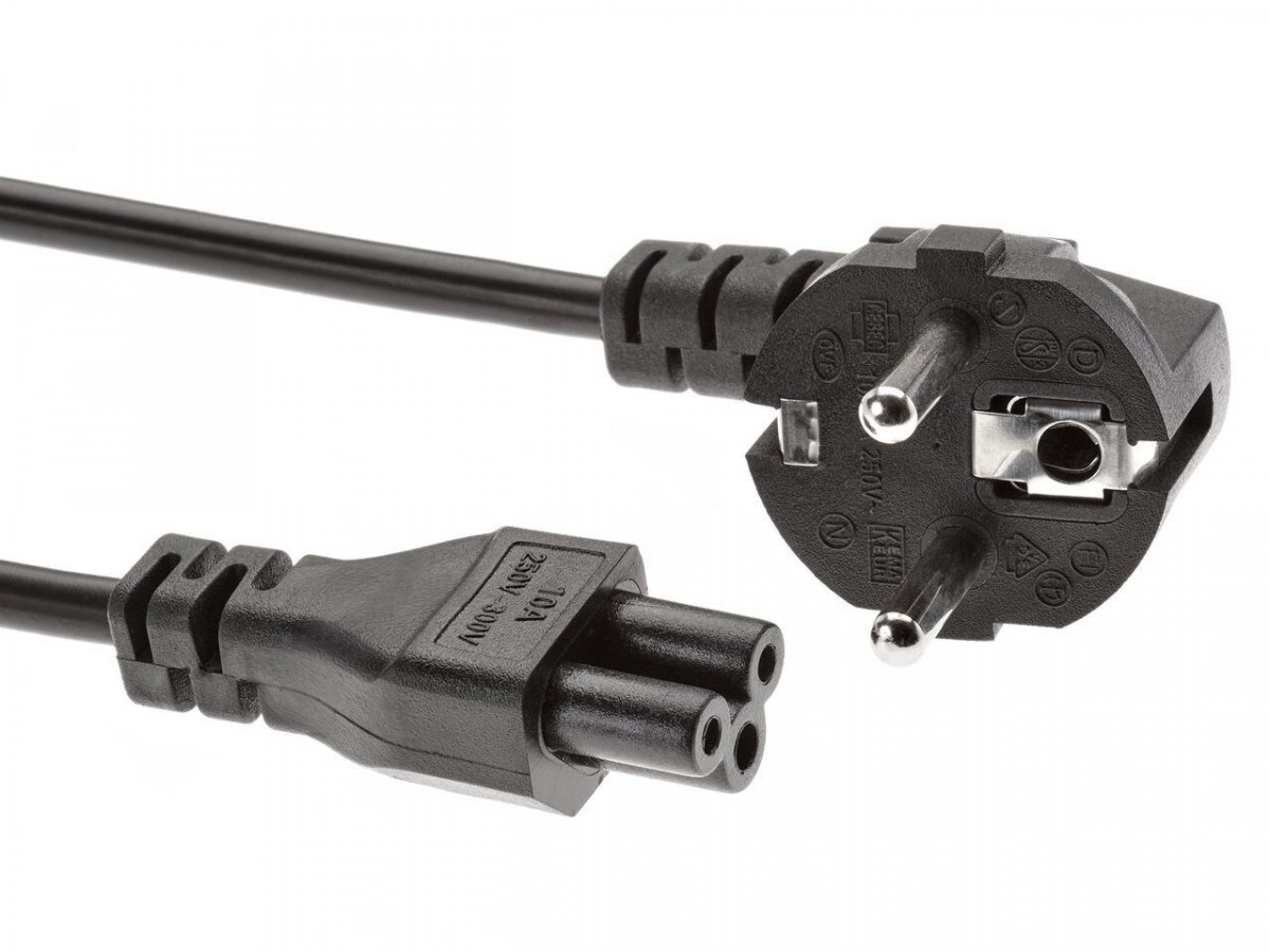 Кабель питания ноутбук 3-pin (угловая Евровилка) 3G*0.5mm2 1.8м, iOpen (Aopen/Qust) <ACE022-1.8M>
