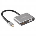 Кабель-концентратор  USB3.1 Type-Cm --> HDMI (f)+VGA(f), Alum Grey 4K@30 Hz,Telecom<TUC050>