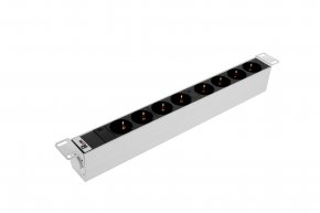 Блок розеток Rem-32 с инд., 8 Schuko, 32A, алюм., 19", колодка