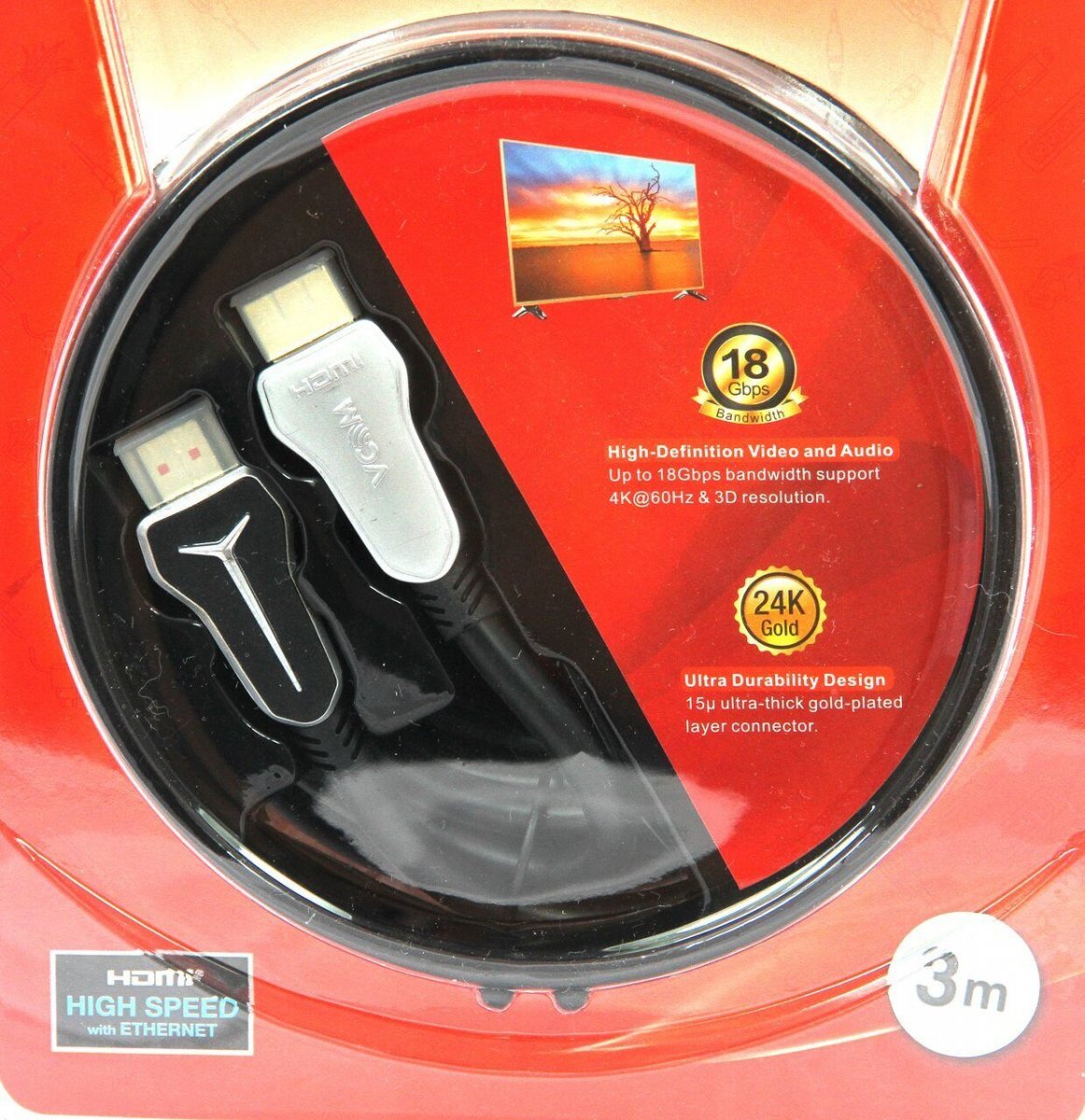 Кабель HDMI 19M/M,ver. 2.0, 4K@60 Hz VCOM CG579-3M