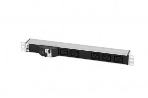 Блок розеток Rem-32 с авт., 5 IEC 60320 C19, 32А, алюм., 19", колодка