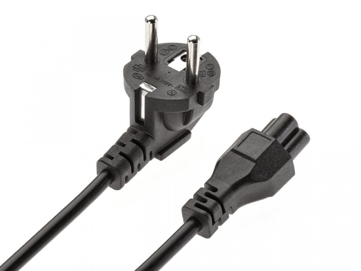 Кабель питания ноутбук 3-pin (угловая Евровилка) 3G*0.5mm2 1.8м, iOpen (Aopen/Qust) <ACE022-1.8M>