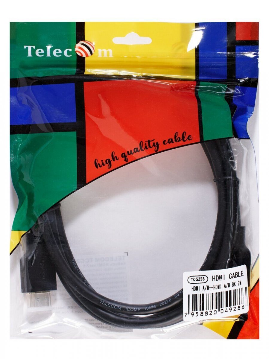 Кабель HDMI 19M/M,ver. 2.1, 8K@60 Hz 2m Telecom <TCG255-2M>
