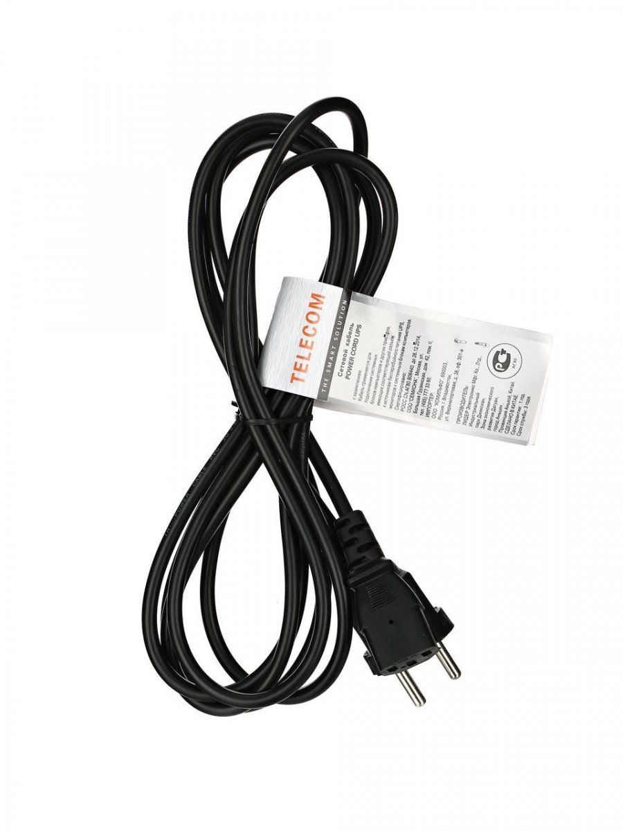 Кабель компьютер - розетка 220V (EURO) 3м, 3G 0,5mm медь, Telecom