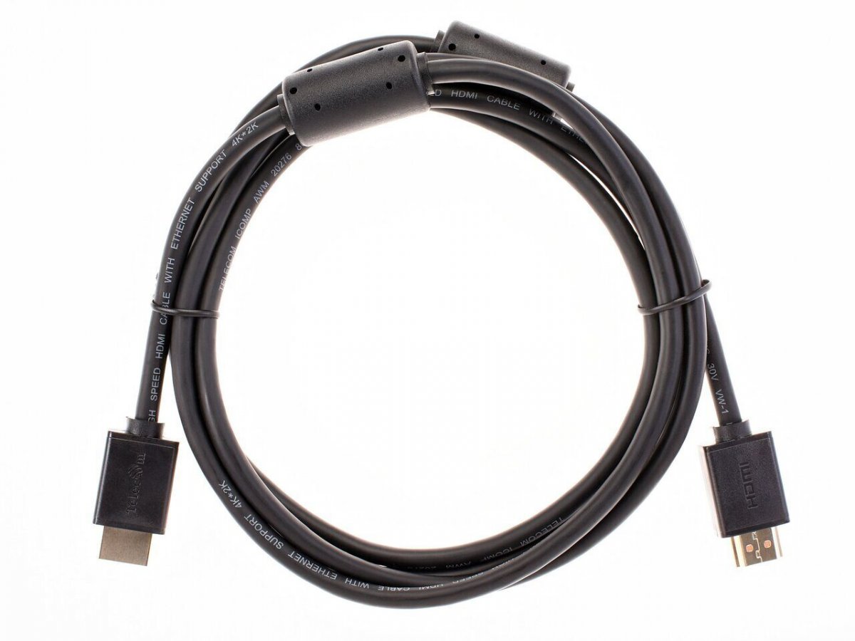 Кабель HDMI-19M --- HDMI-19M ver 2.0+3D/Ethernet ,2m, 2 фильтраTelecom <TCG215F-2M>