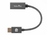 Кабель-переходник DP --> HDMI-F 0.2m , серый металлик, оплетка, 4K@60Hz, Telecom (TA560)