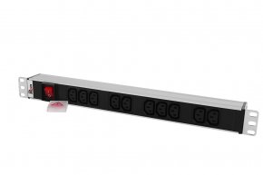 Блок розеток Rem-10 без шнура с выкл.,10  IEC 60320 C13, вход IEC 60320 C14, 10A, алюм.