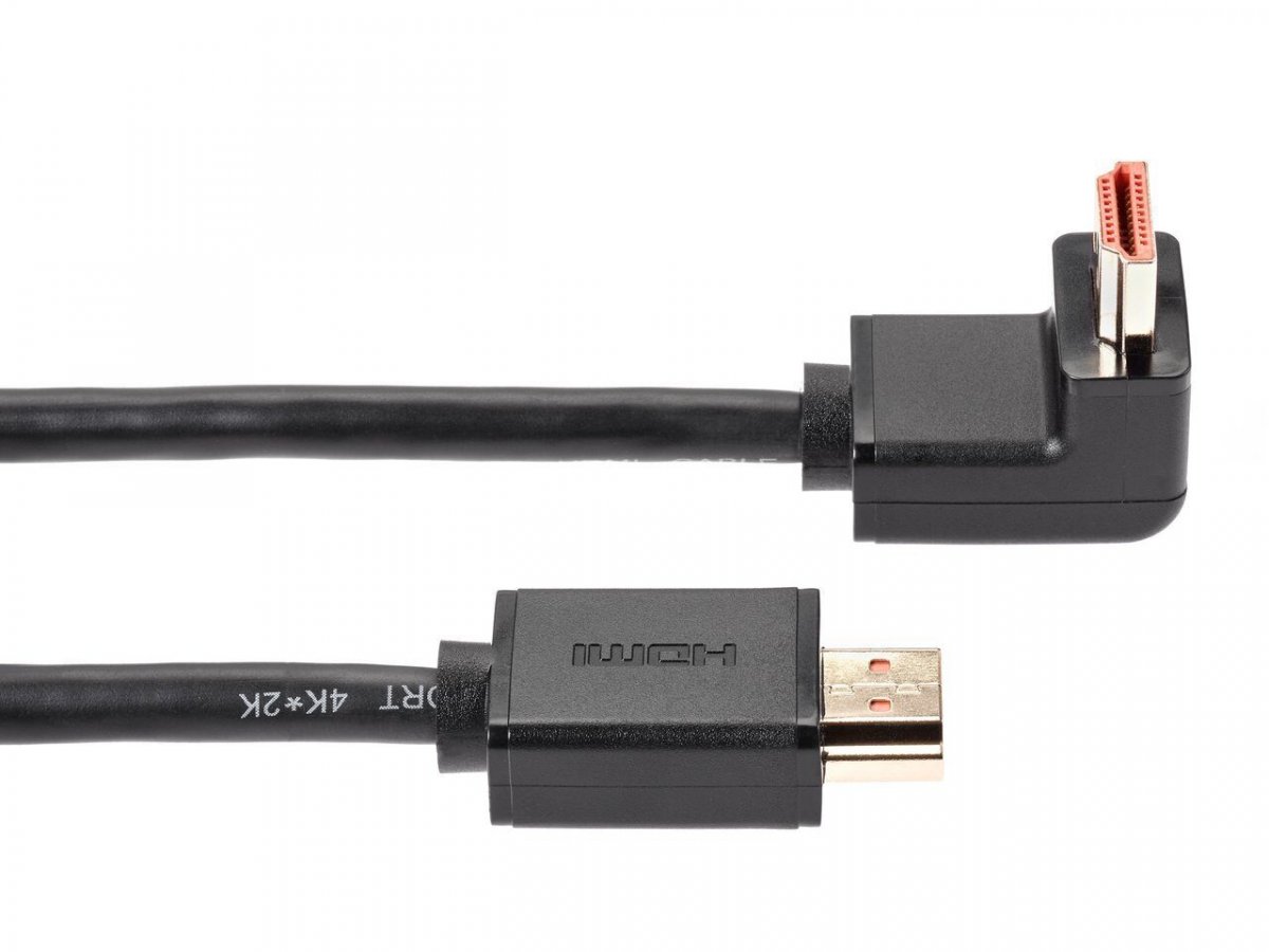 Кабель HDMI---HDMI ver 2.0 угловой коннектор 90град  1м,Telecom <TCG225-1M>