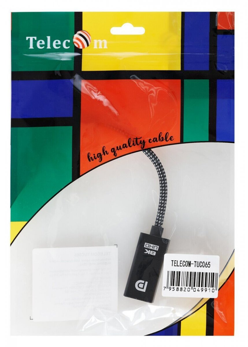Адаптер USB Type-Cm---->DP(f) 1.4v, 4K@120HZ 8K@ 60Hz, Alum  Shell,Telecom 0.15м<TUC065>