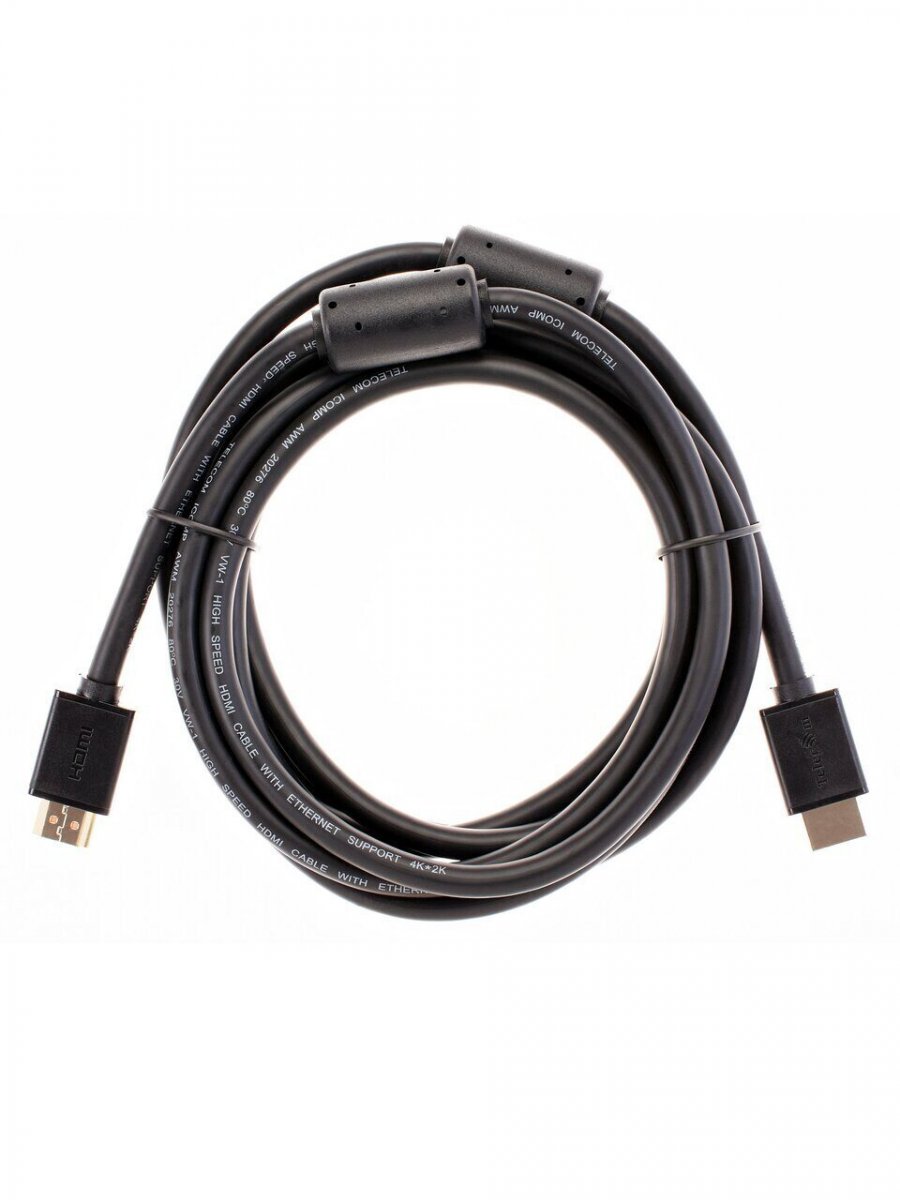 Кабель HDMI-19M --- HDMI-19M ver 2.0+3D/Ethernet ,3m, 2 фильтраTelecom <TCG215F-3M>