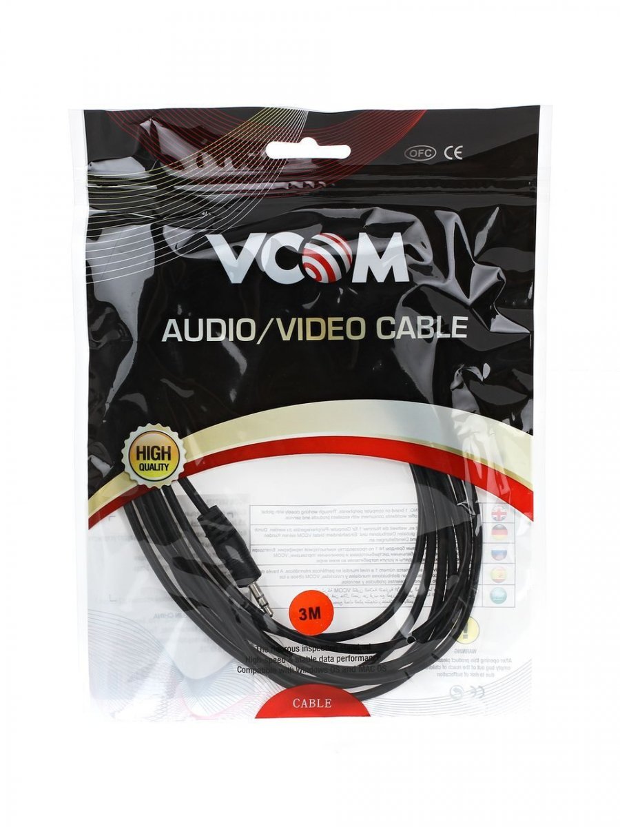 Кабель соединительный VCOM 3.5 Jack (M) - 3.5 Jack (M), стерео, аудио, 3м