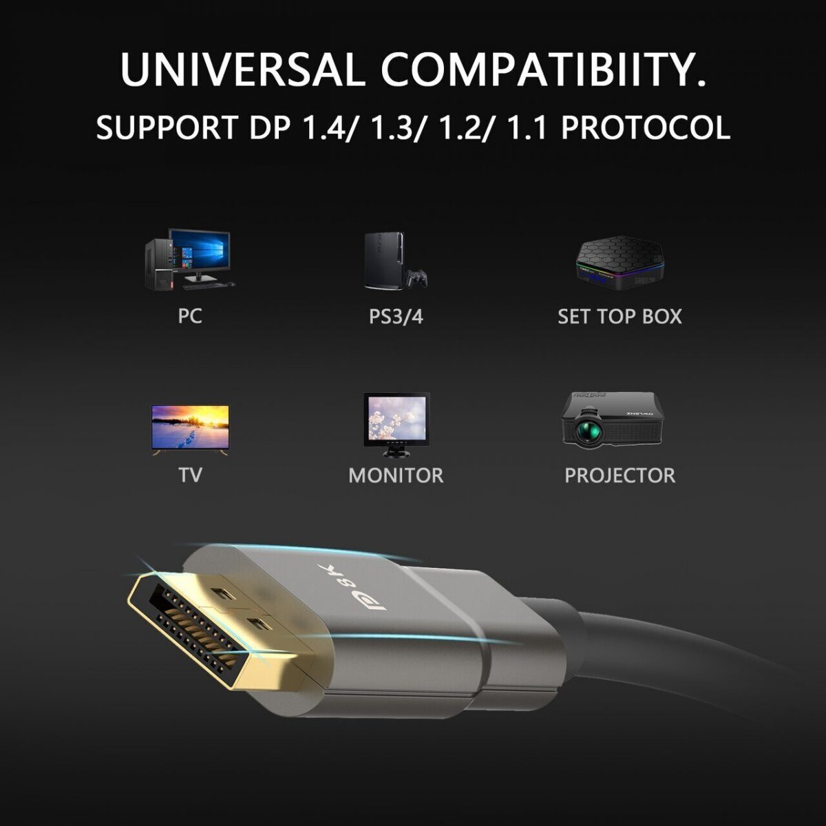 Кабель соединительный DISPLAY PORT v1.4, 8K@60Hz, 1.5m iOpen (Aopen/Qust) <ACG633-1.5M>