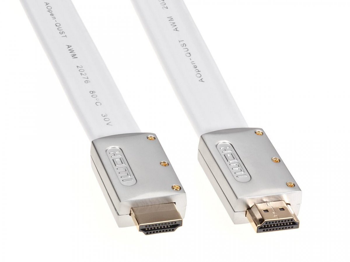 Кабель HDMI 19M/M ver 2.0, 5M, iOpen (Aopen/Qust) <ACG568F-S-5M> серебряно-белый Flat