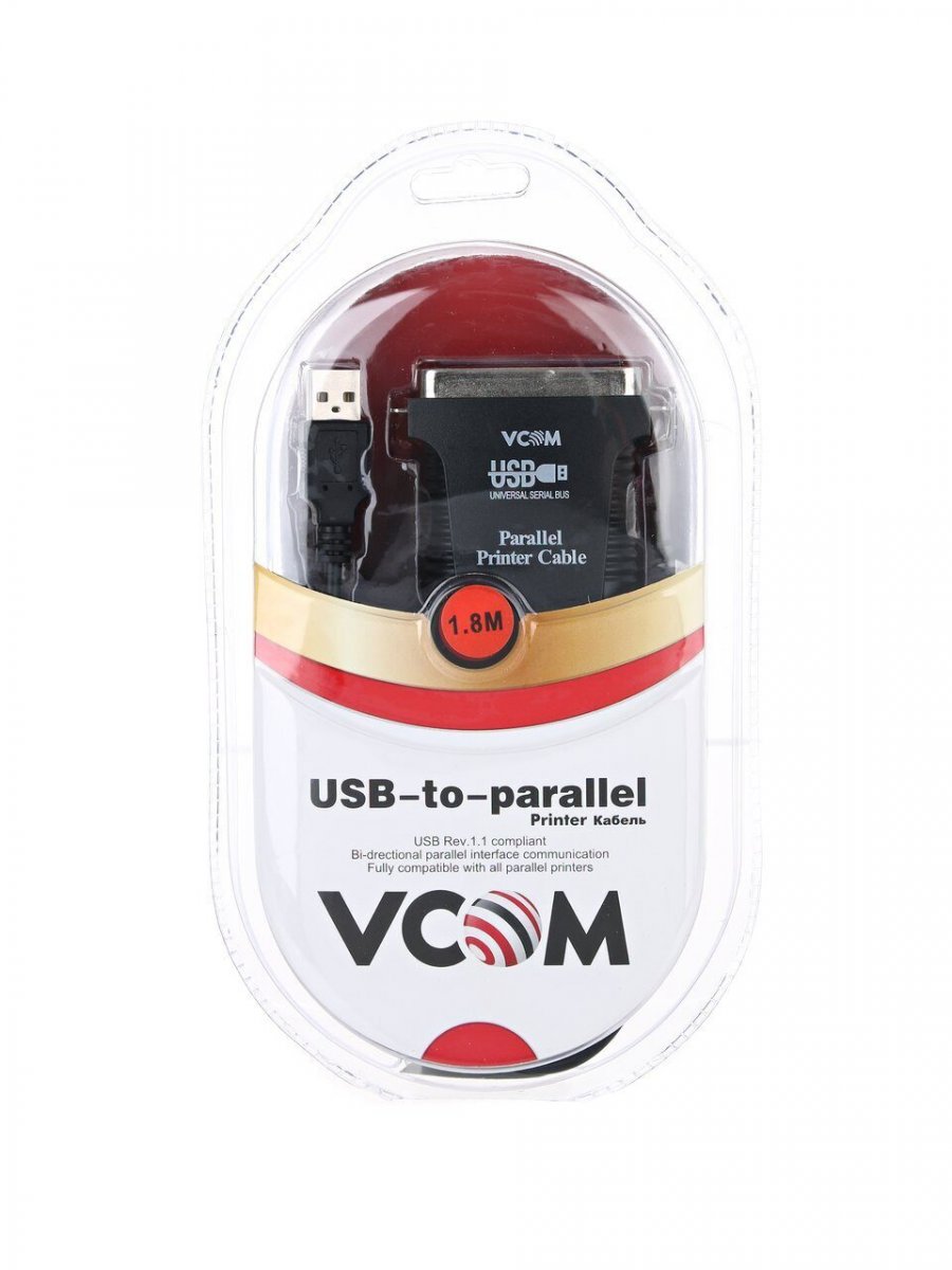 Кабель-адаптер USB A (вилка) to LPT (прямое подключение к LPT порту принтера) VCOM