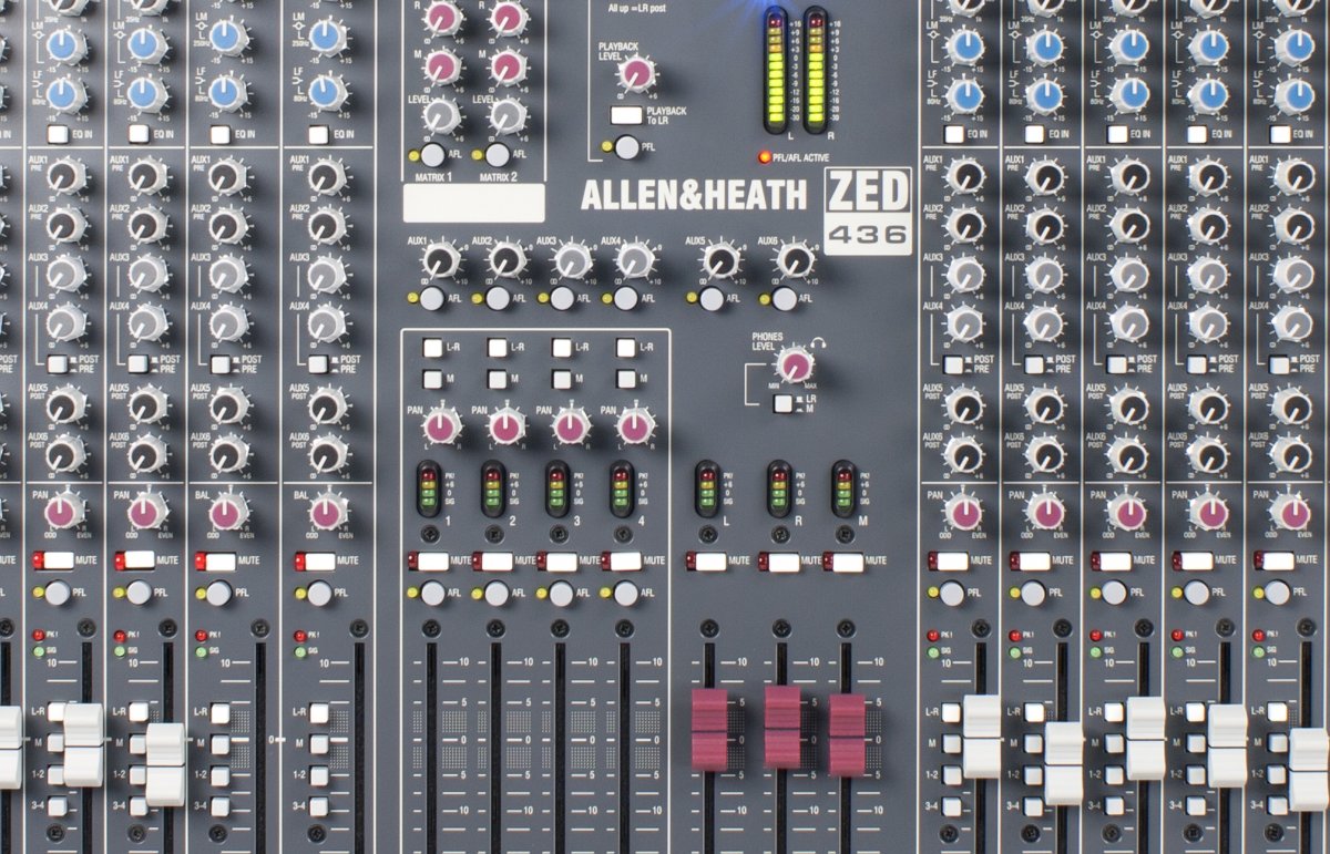 Универсальный аналоговый микшерный пульт для живого звука и записи Allen&Heath ZED-436