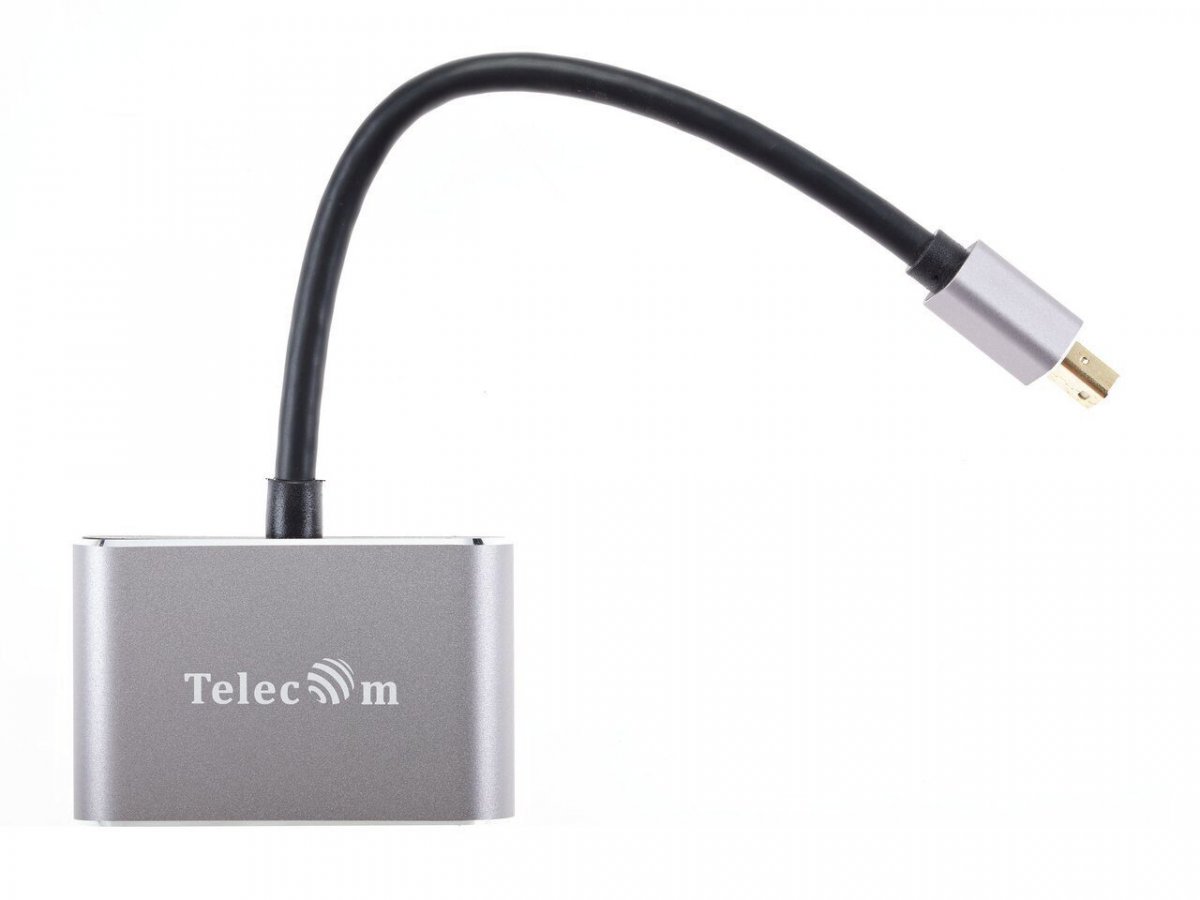 Кабель-переходник Mini DisplayPort (M) -> HDMI (F)+VGA (F) 4K@30Hz Alum Grey Telecom (TA6080)