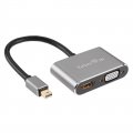 Кабель-переходник Mini DisplayPort (M) -> HDMI (F)+VGA (F) 4K@30Hz Alum Grey Telecom (TA6080)