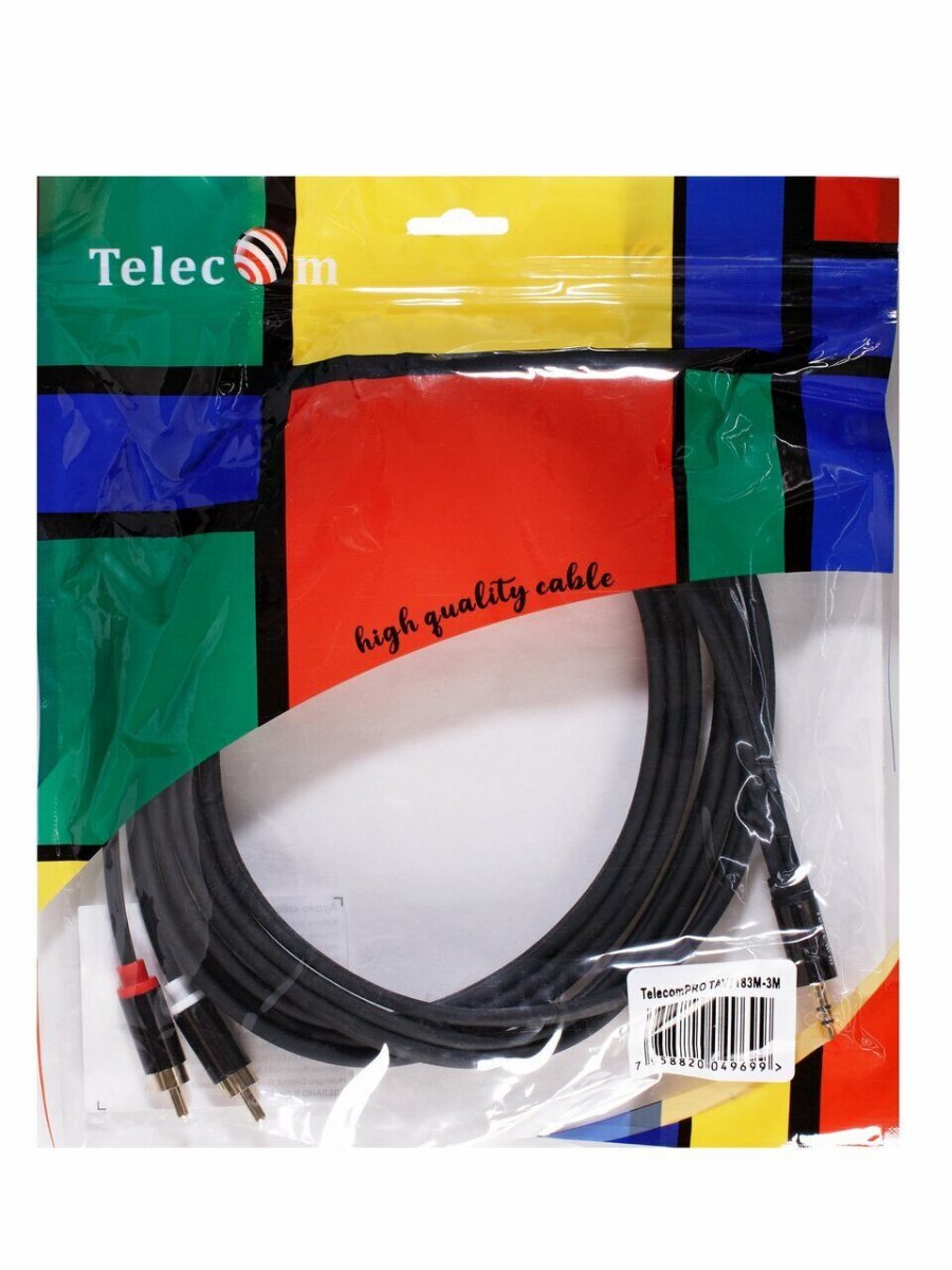 Кабель соединит 3.5 Jack (M) - 2xRCA (M), 3м Telecom PRO <TAV7183M-3M>