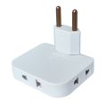 Тройник для розетки плоский, белый, без USB