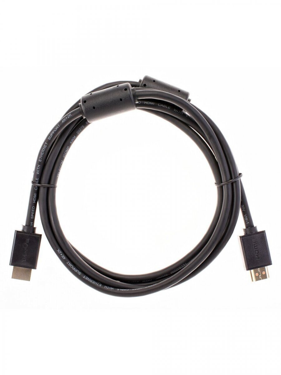 Кабель HDMI-19M --- HDMI-19M ver 2.0+3D/Ethernet ,2m, 2 фильтраTelecom <TCG215F-2M>